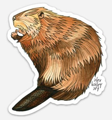 Beaver Sticker, 3.6" x 4" Die Cut